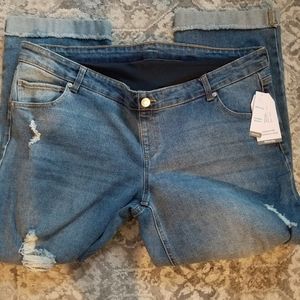 Walmart Maternity Boyfriend Jeans XXL (20) Full Panel NWT
